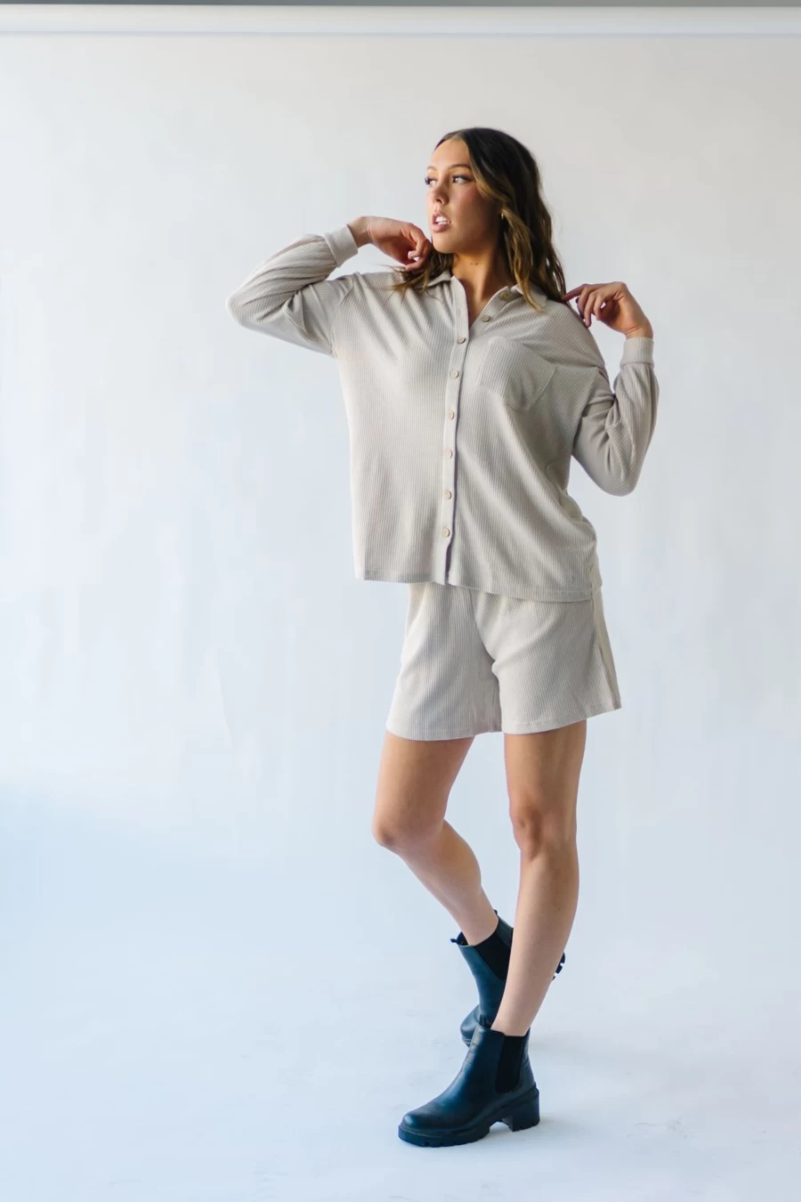 Piper & Scoot Women's Taupe Cozy Ribbed Shorts - The Du Sol Collection