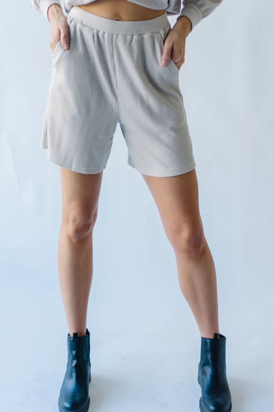 Piper & Scoot Women's Taupe Cozy Ribbed Shorts - The Du Sol Collection