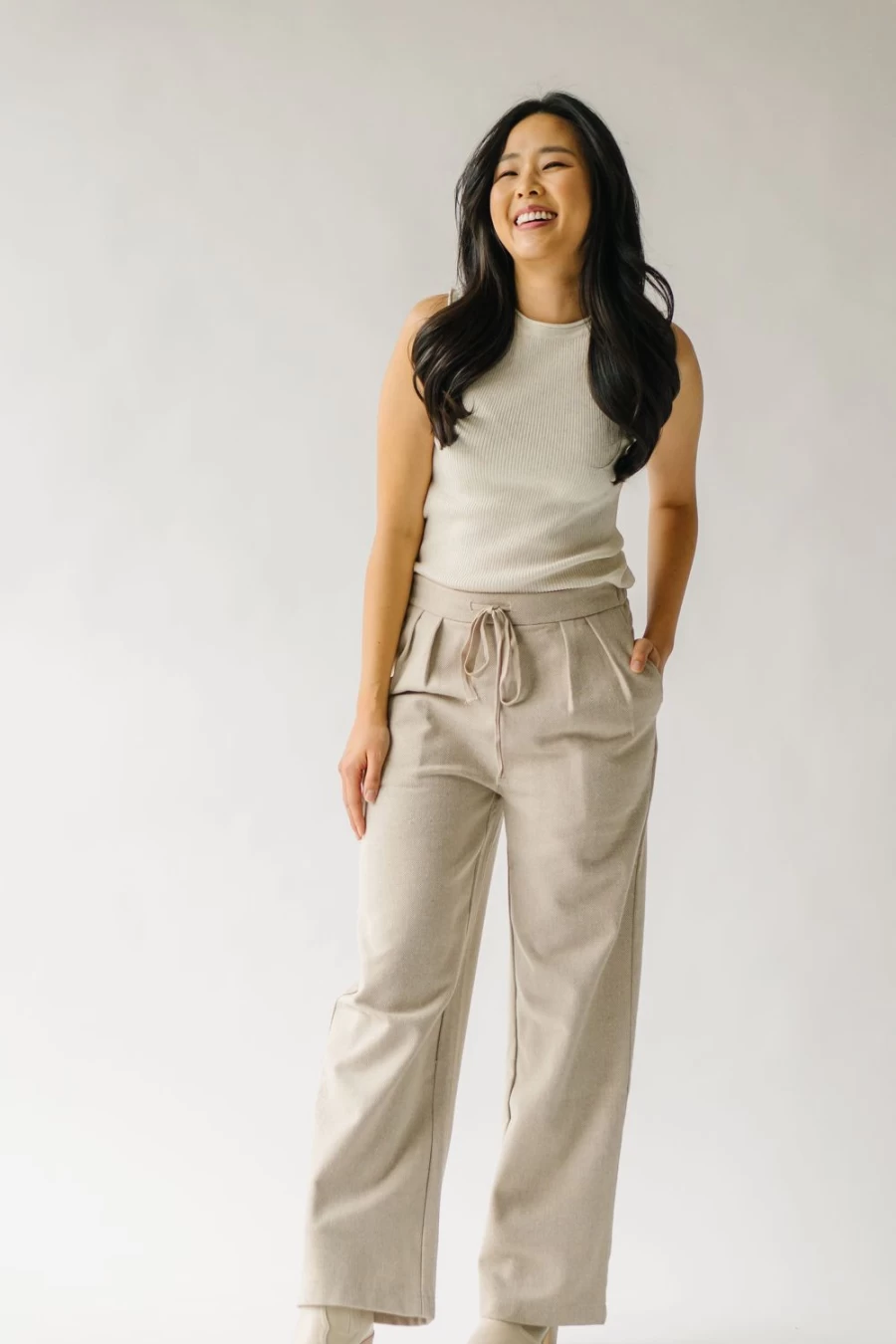 Piper & Scoot Women's Heather Beige Pleated Pants - Danielsen Style
