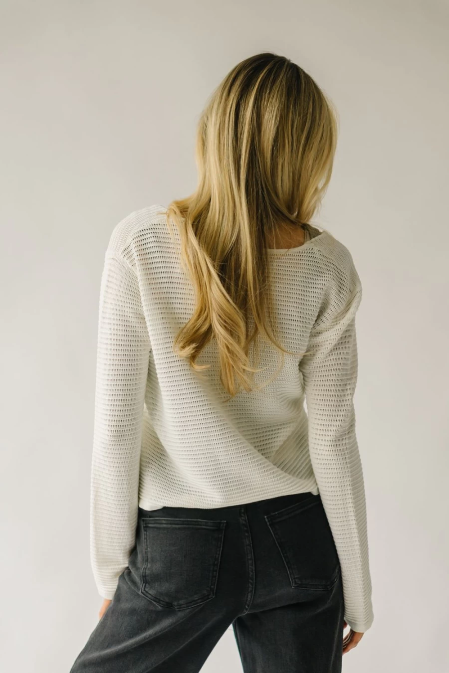 Piper & Scoot Women's Ivory Lamesa Textured Tie Front Cardigan