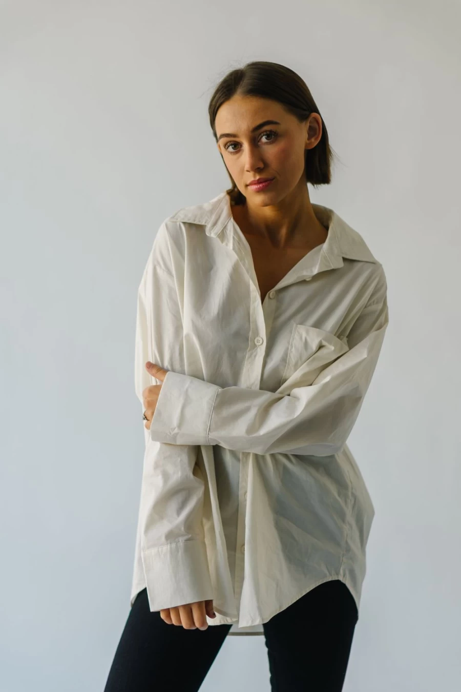 Piper & Scoot Women's Cream Heathrow Button-Up Blouse | Classic Elegant Top