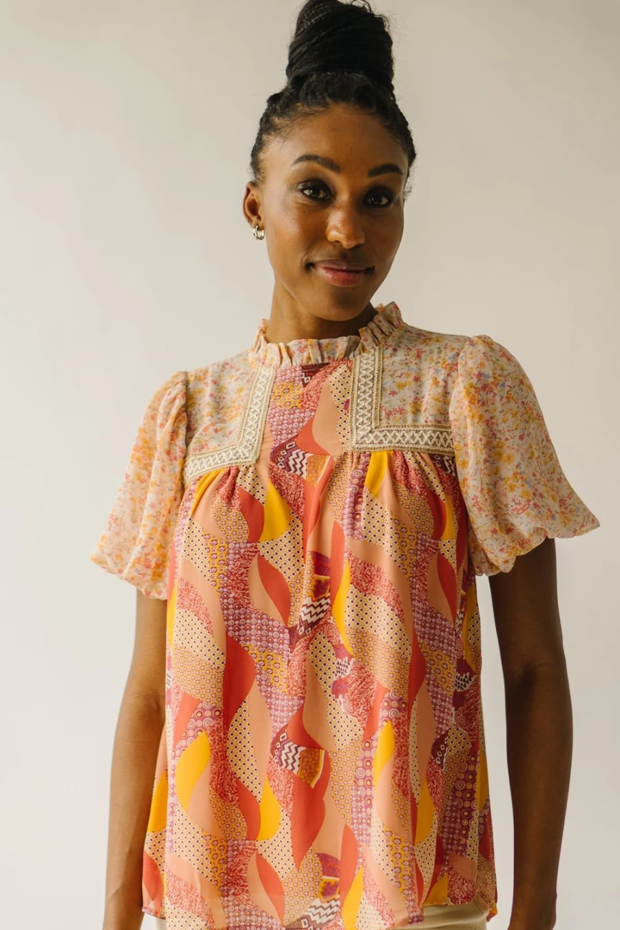 Piper & Scoot Women's Ambrose Patterned Blouse in Mauve Multi - Floral Print Top