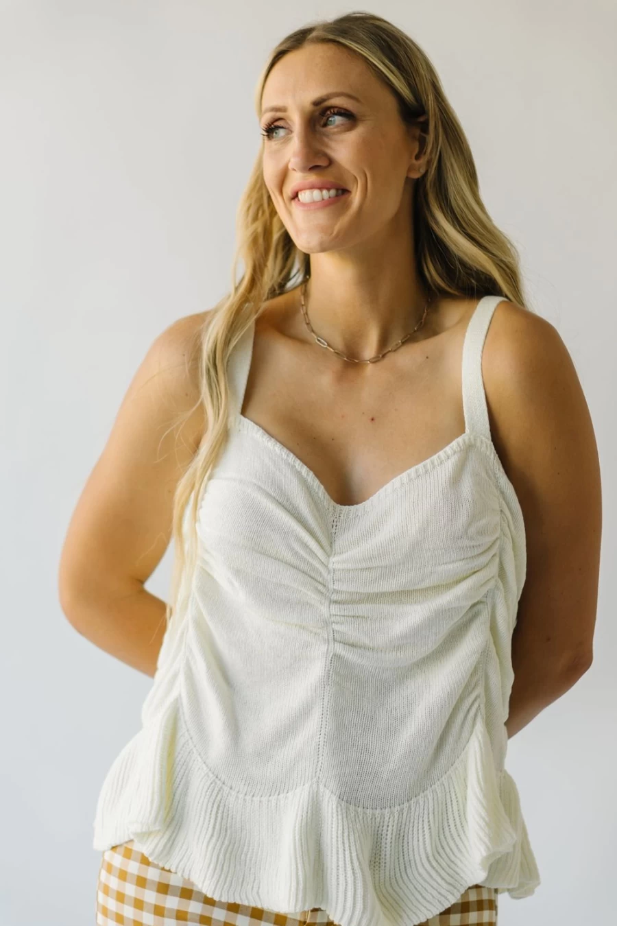 Piper & Scoot Women's Metcalf Rouched Detail Blouse in Cream - Elegant Feminine Top