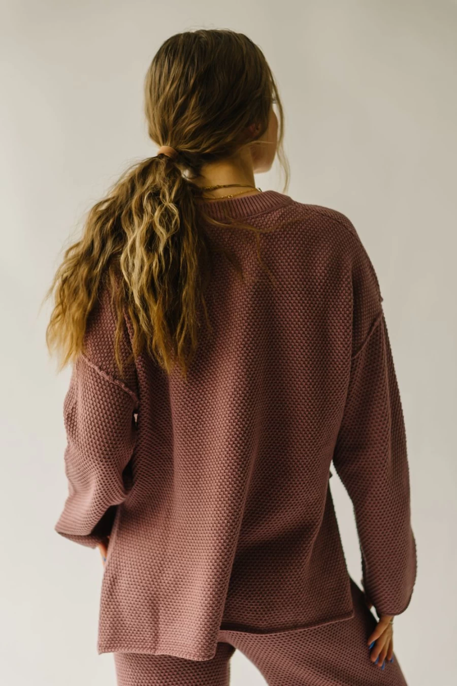 Piper & Scoot Women's Mauve Picard Button Detail Sweater