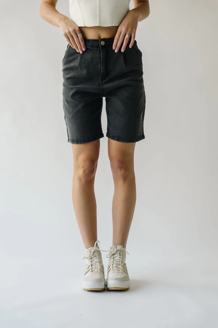 Piper & Scoot Women's Tulsa High Rise Bermuda Shorts in Black