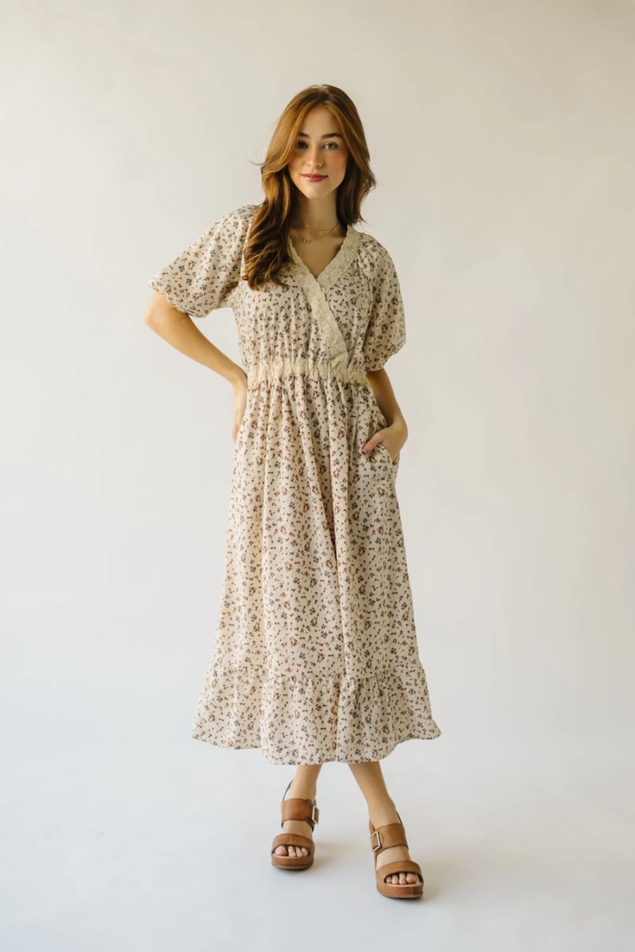 Piper & Scoot Women's Beige Multi Lace Detail Marbleton Dress