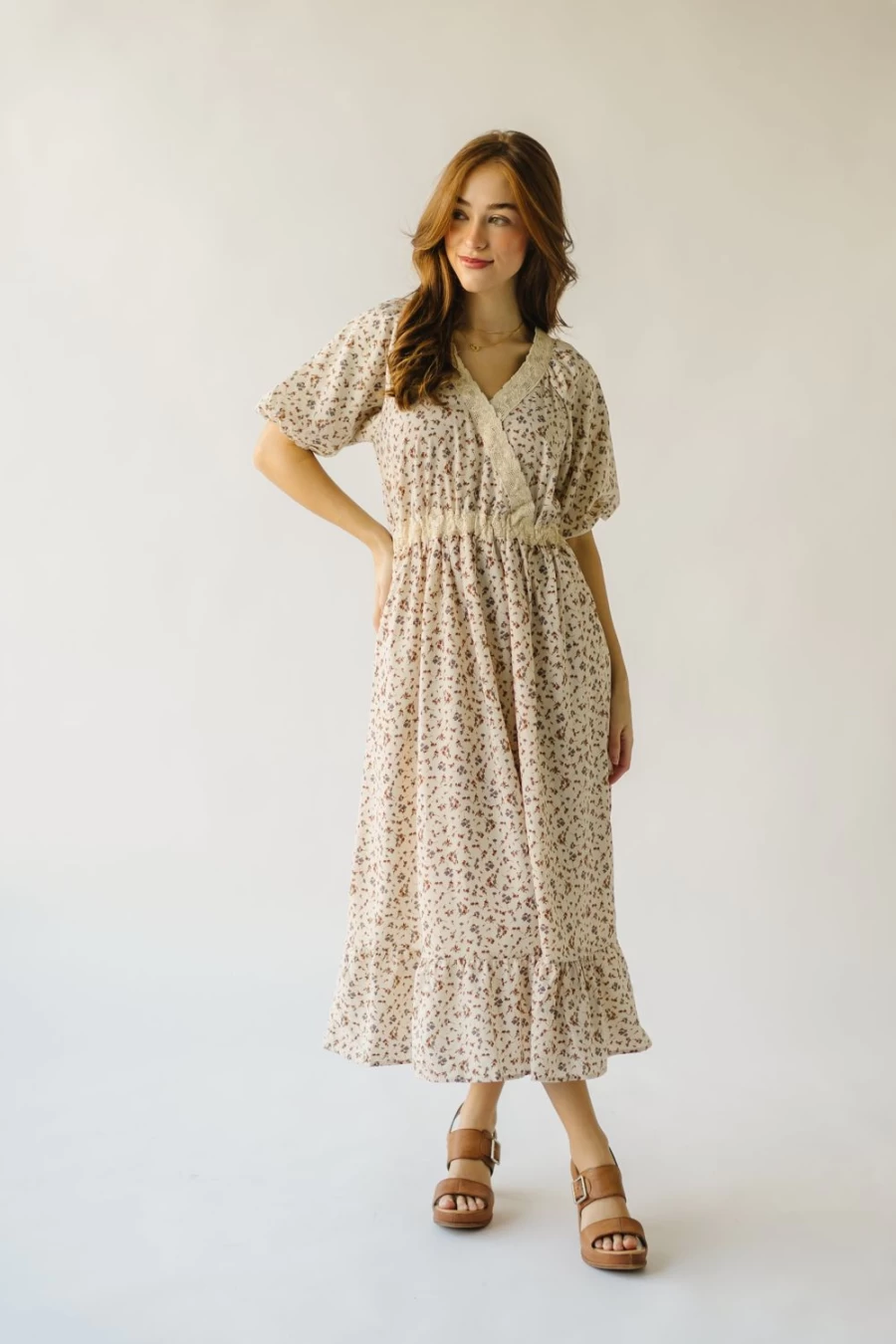 Piper & Scoot Women's Beige Multi Lace Detail Marbleton Dress