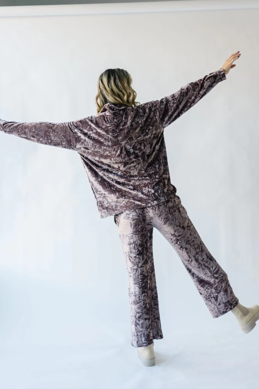 Piper & Scoot Women's Hannon Velvet Pants in Dusty Mauve - Soft High-Waisted Lounge Pants