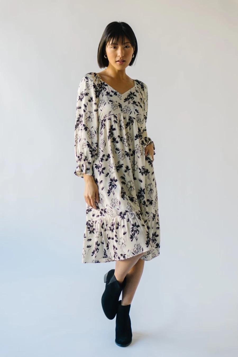 Piper & Scoot Women's Ivory Lawler Floral Detail Dress - Elegant Floral Embroidery Summer Dress