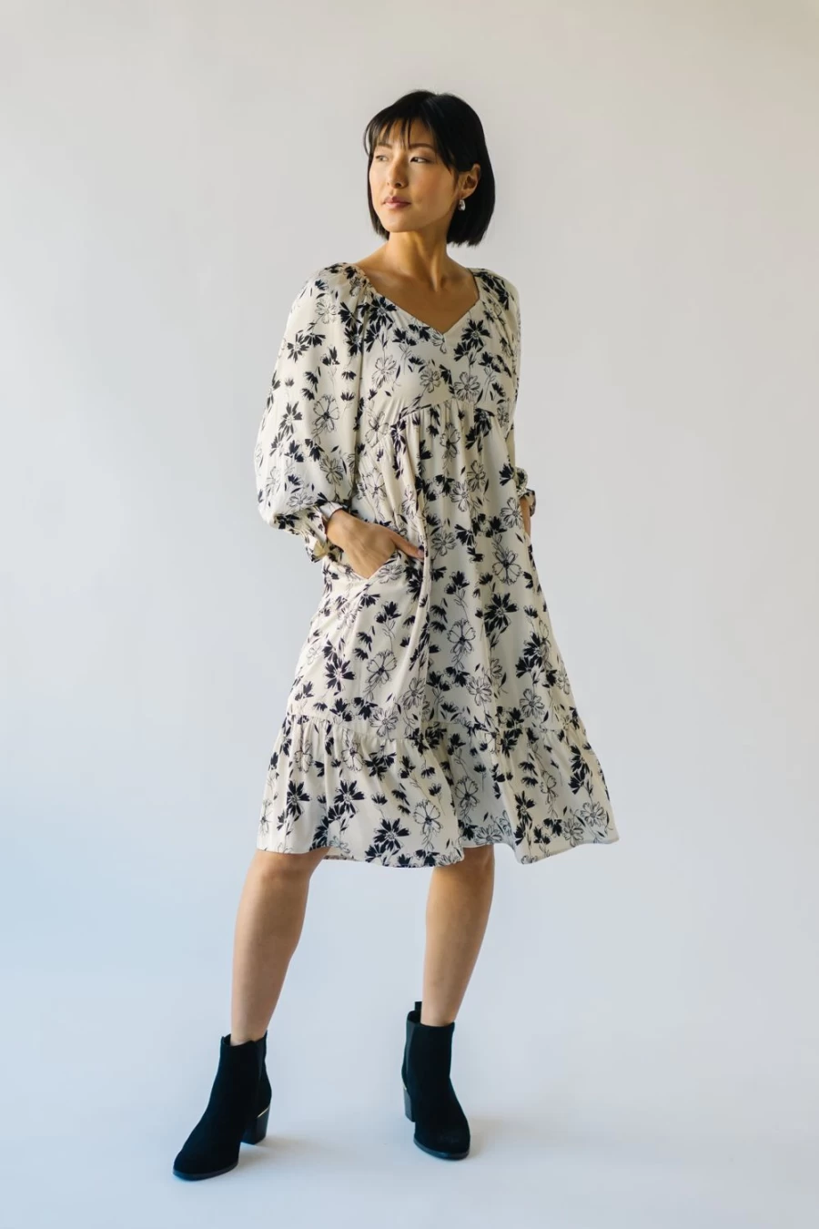 Piper & Scoot Women's Ivory Lawler Floral Detail Dress - Elegant Floral Embroidery Summer Dress