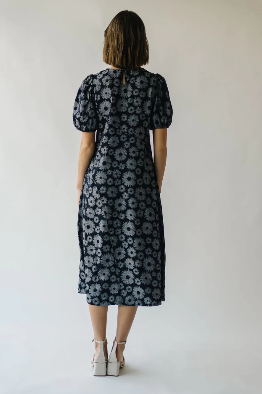 Piper & Scoot Women's Navy Cressida Sunflower Woven Midi Dress