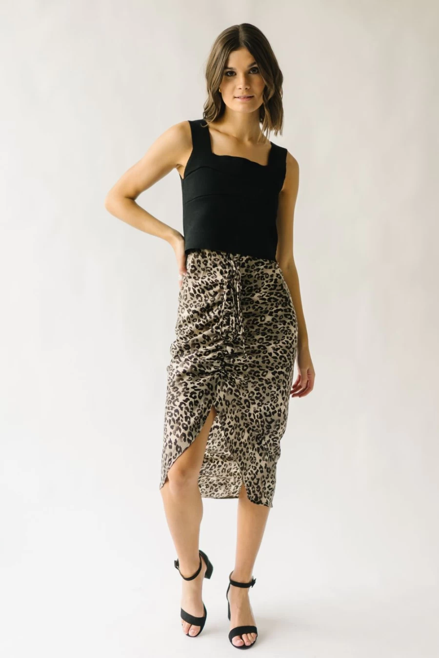 Piper & Scoot Women's Camden Ruched Leopard Print Skirt