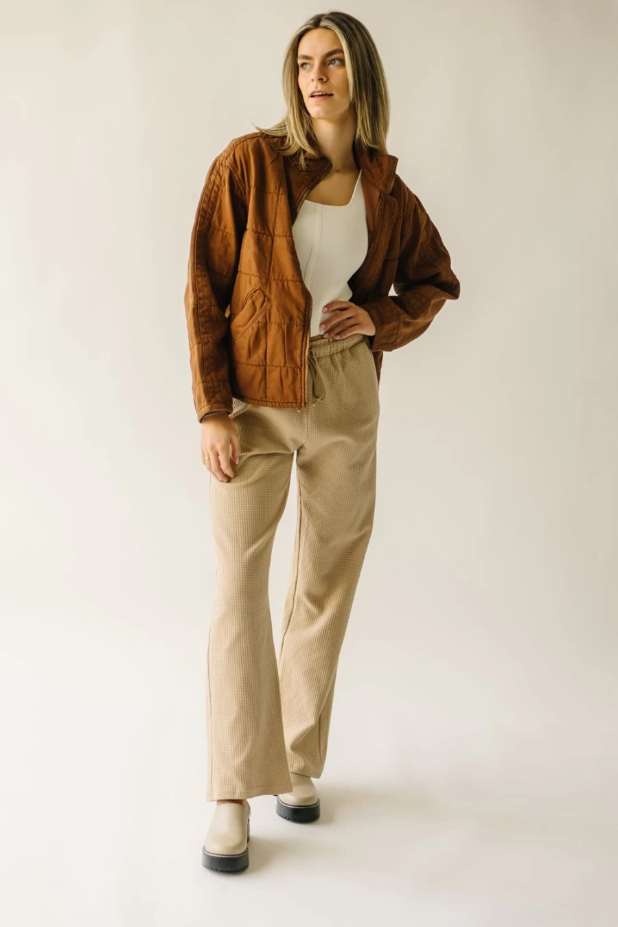 Piper & Scoot Women's Mocha Quilted Denim Jacket - The Chandell Style