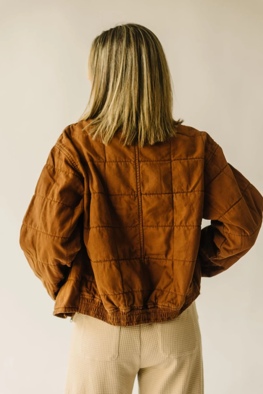 Piper & Scoot Women's Mocha Quilted Denim Jacket - The Chandell Style