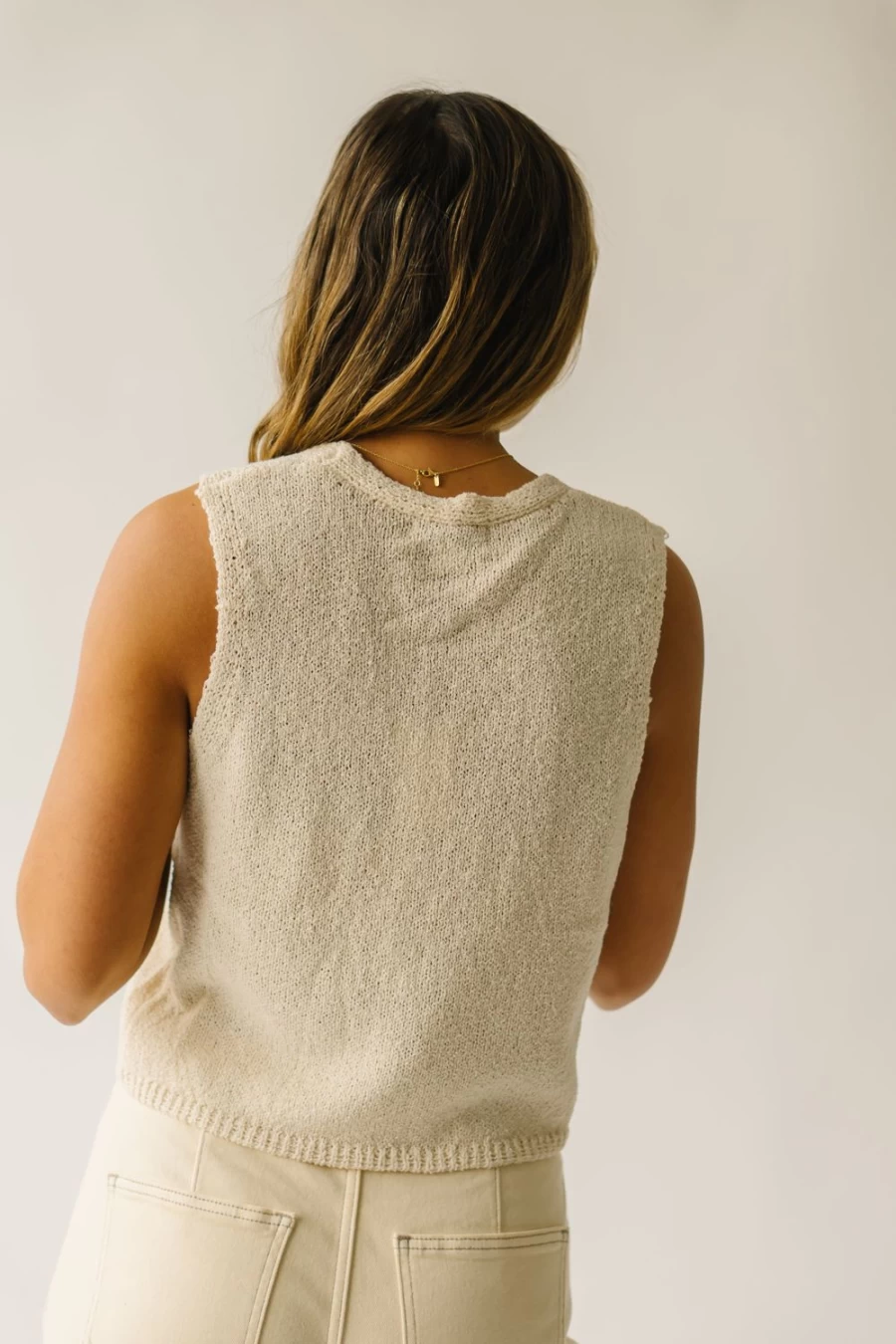 Piper & Scoot Women's Petrella Beige Knit Vest - Lightweight & Stylish