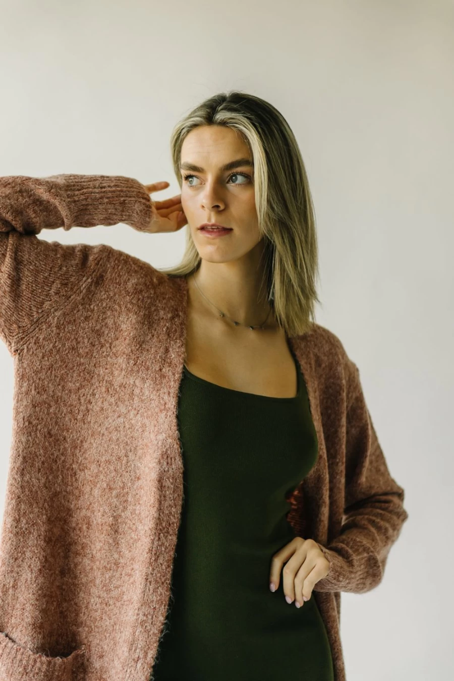 Piper & Scoot Women's Rust Canby Pocket Detail Cardigan - Cozy Knit Sweater