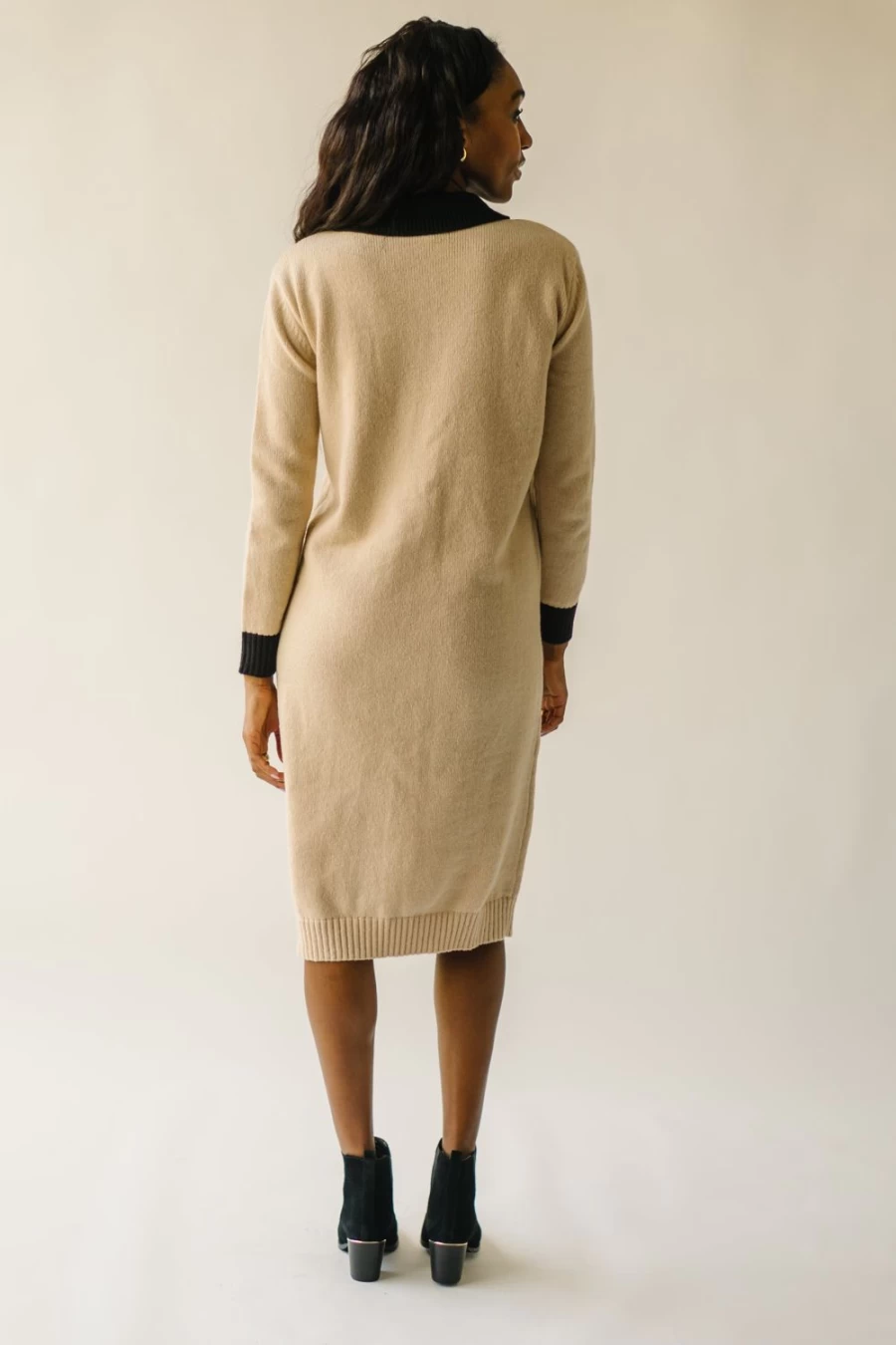 Piper & Scoot Women's Lismore Tan Pocket Detail Sweater Dress