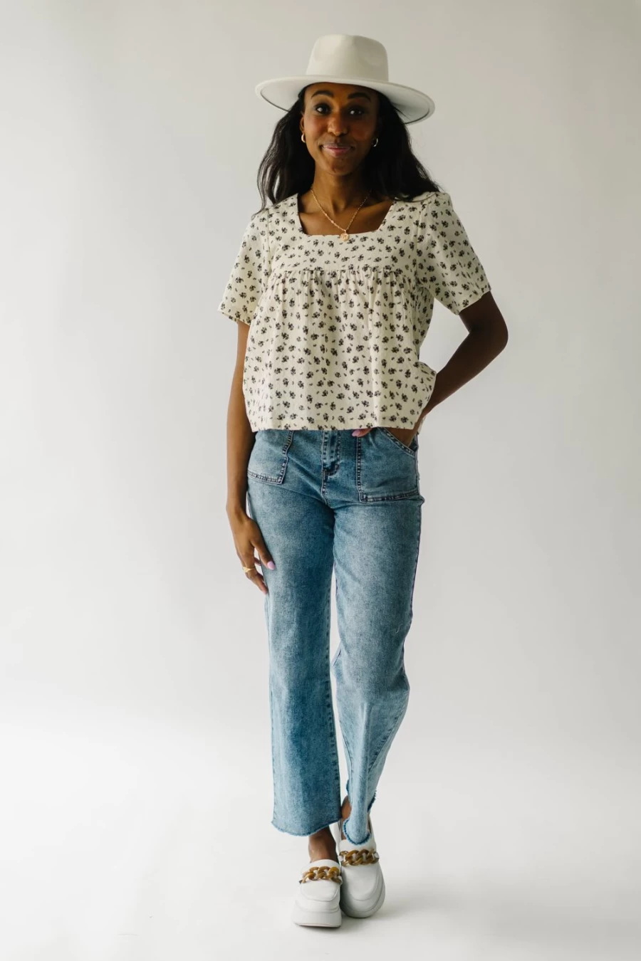 Piper & Scoot Women's Barnum Floral Printed Blouse in Natural - Elegant Floral Top