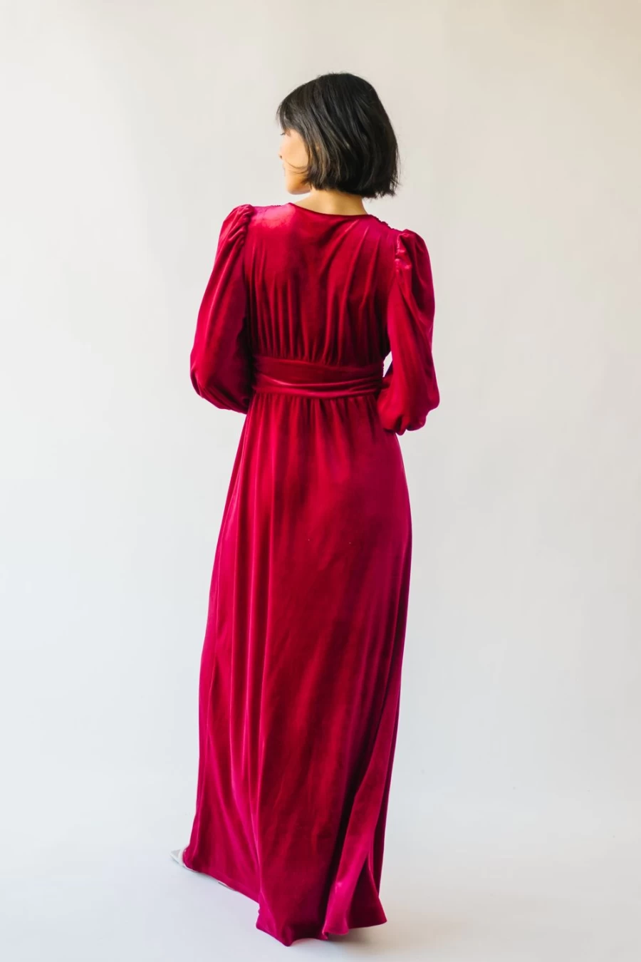 Piper & Scoot Women's Morin Velvet Maxi Dress - Elegant Red Long Evening Gown
