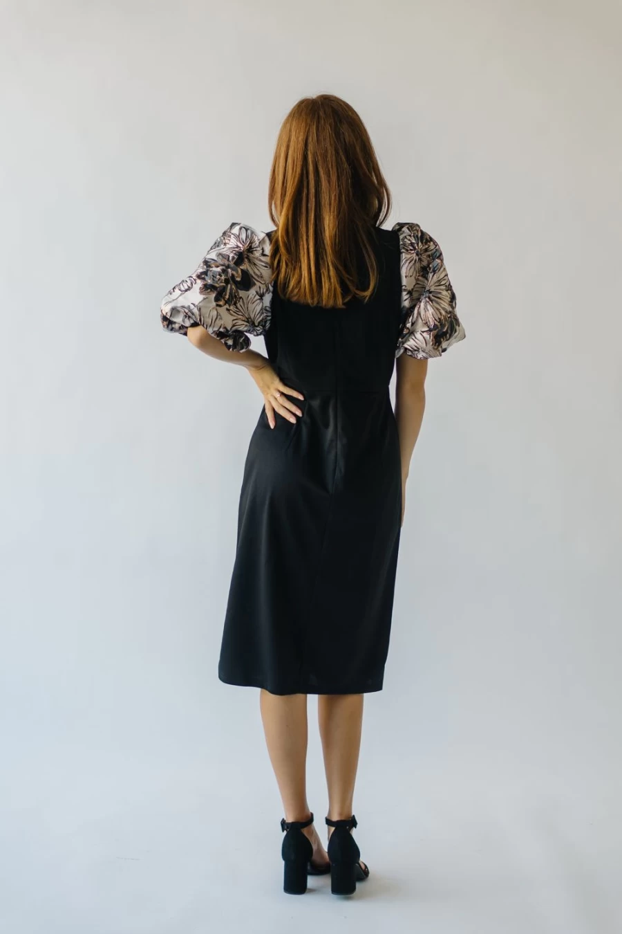 Piper & Scoot Women's Brigston Black Puff Sleeve Patterned Dress