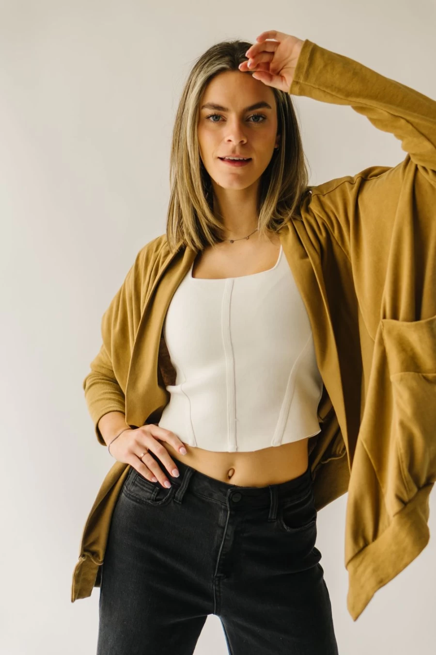 Piper & Scoot Women's Ozzy Camel Pocket Detail Cardigan