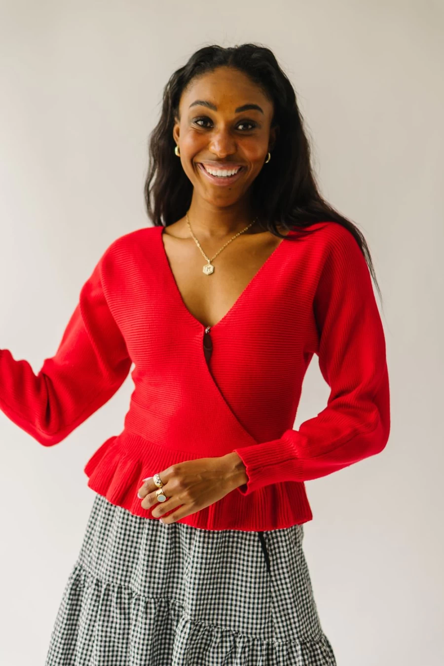 Piper & Scoot Women's Leeston Red Crossover Sweater