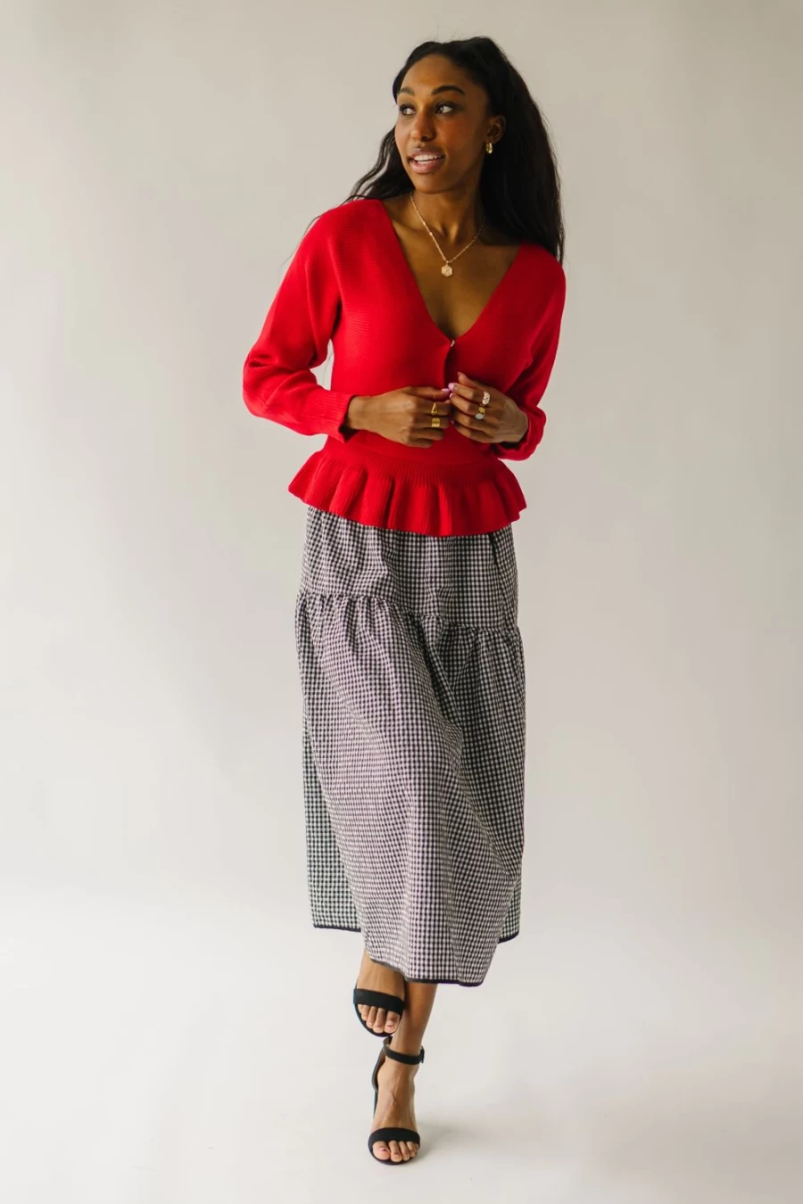 Piper & Scoot Women's Leeston Red Crossover Sweater