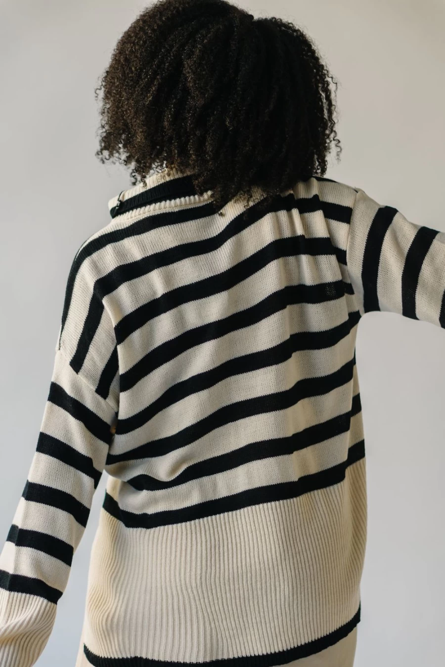Piper & Scoot Women's Cream & Black Striped Turtleneck Sweater - The Bryson