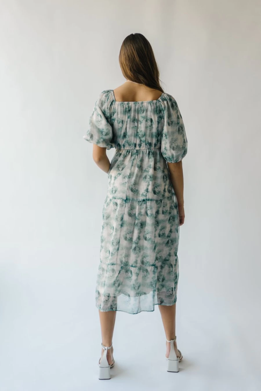 Piper & Scoot Women's Green Floral Sardoni Patterned Midi Dress