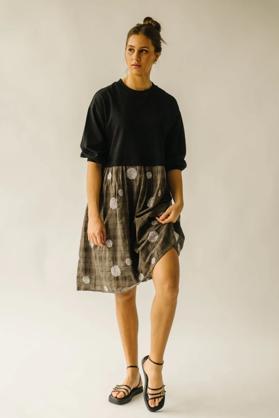 Piper & Scoot Women's Neave Black & Green Colorblock Dress