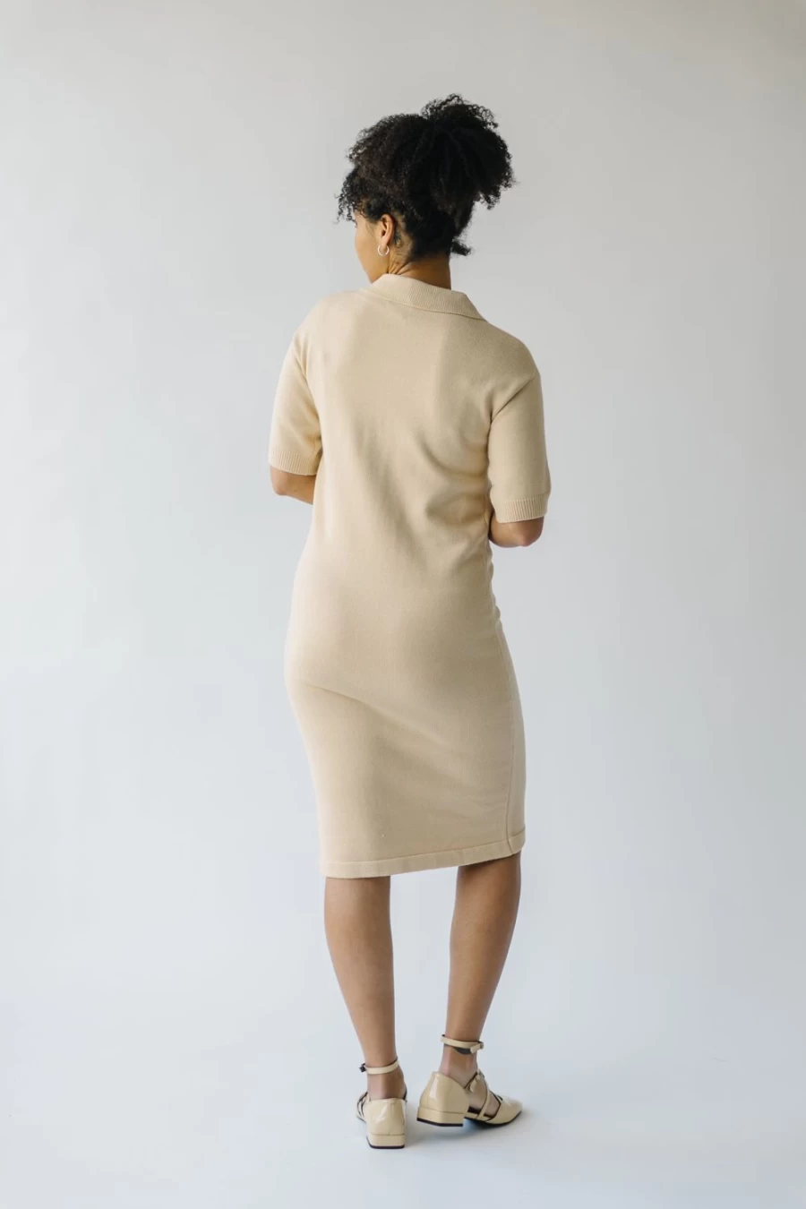 Piper & Scoot Women's Gowans Tan Sweater Dress - Soft Knit Casual Chic Style