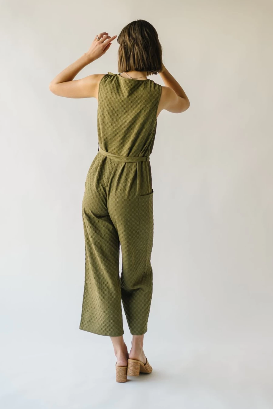 Piper & Scoot Women's Olive Belgrade Shoulder Button Jumpsuit