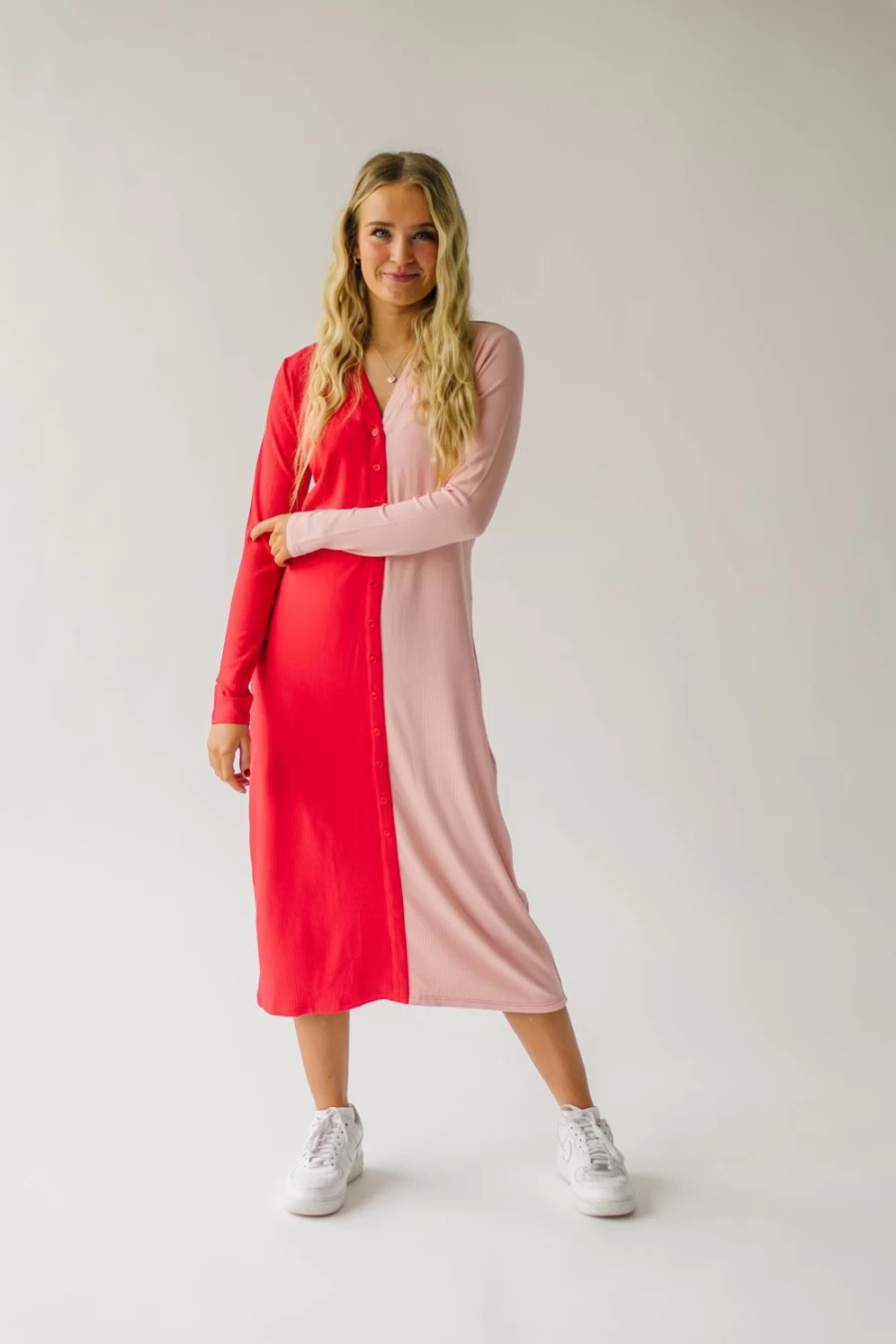 Piper & Scoot Women's Pink and Red Colorblock Cupid Dress