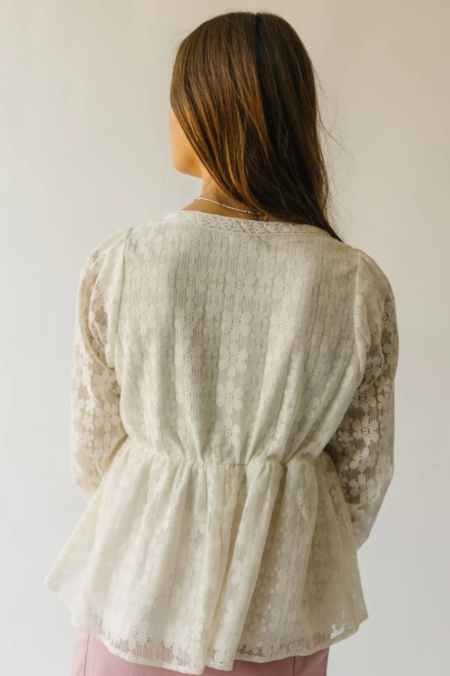 Piper & Scoot Women's Ivory Rosenburg Blouse with Floral Lace Detail