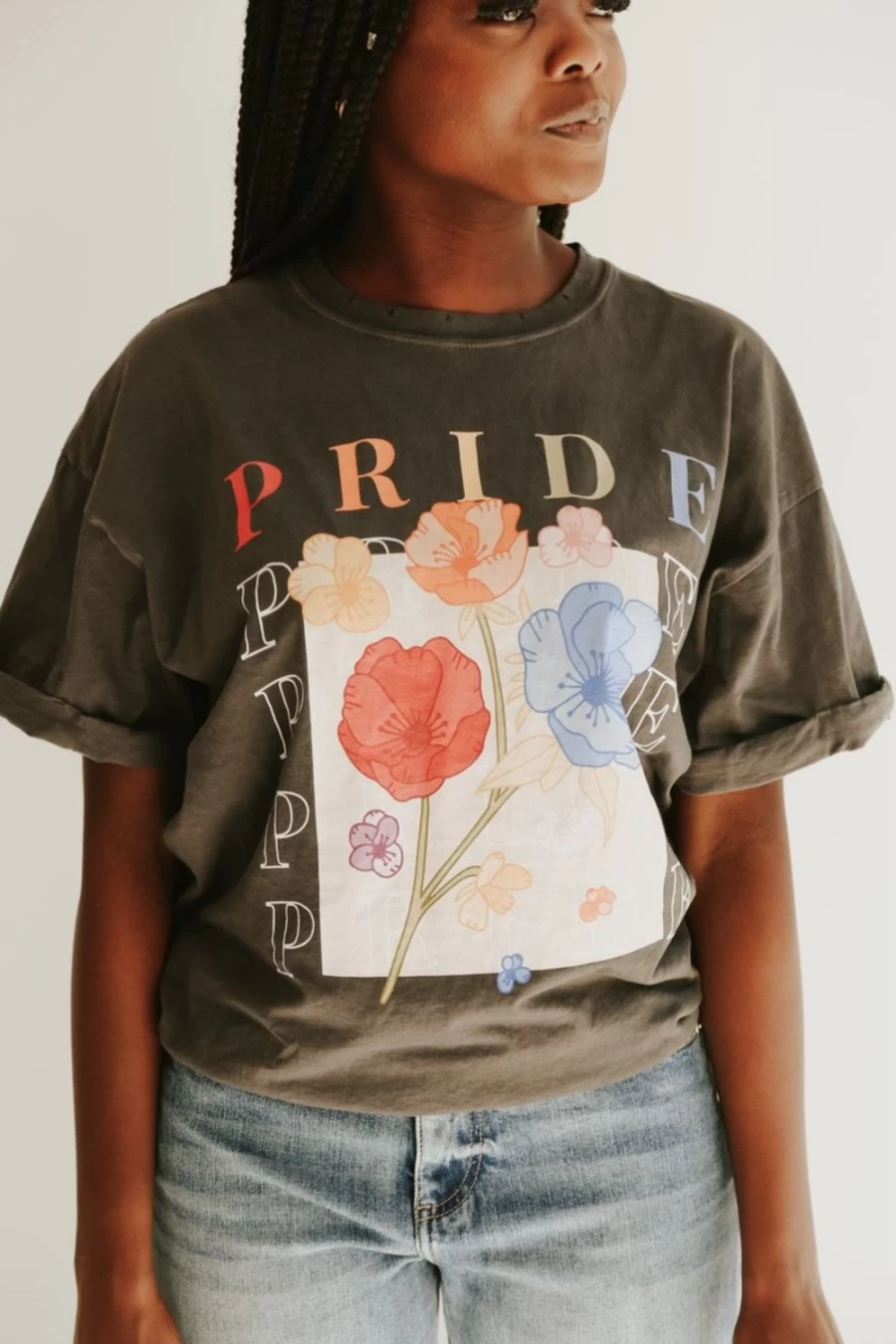 "Piper & Scoot Women's Pride Graphic Tee - Charcoal T-Shirt"