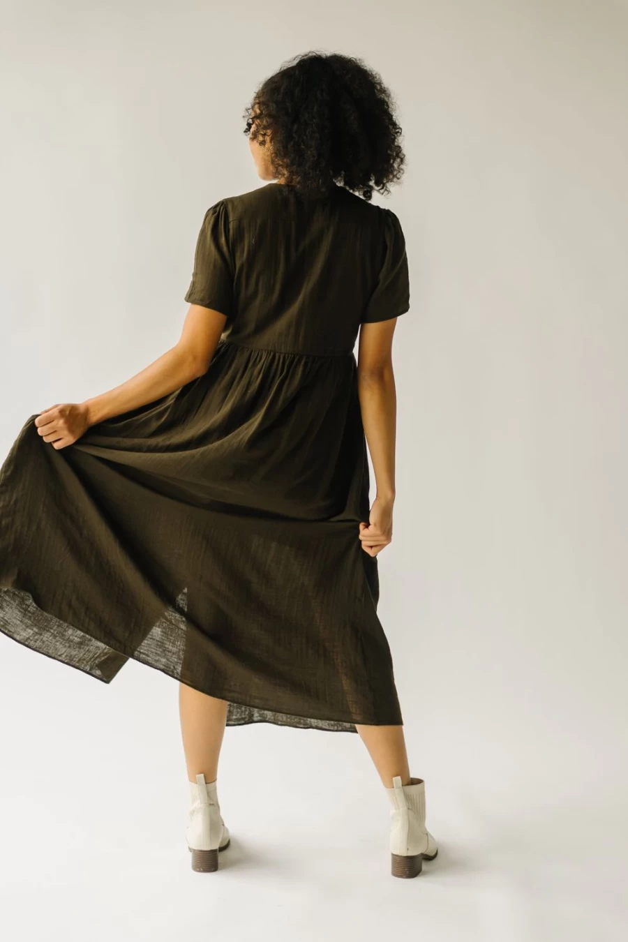 Piper & Scoot Women's Miramar Dark Olive Gauze Wrap Maxi Dress