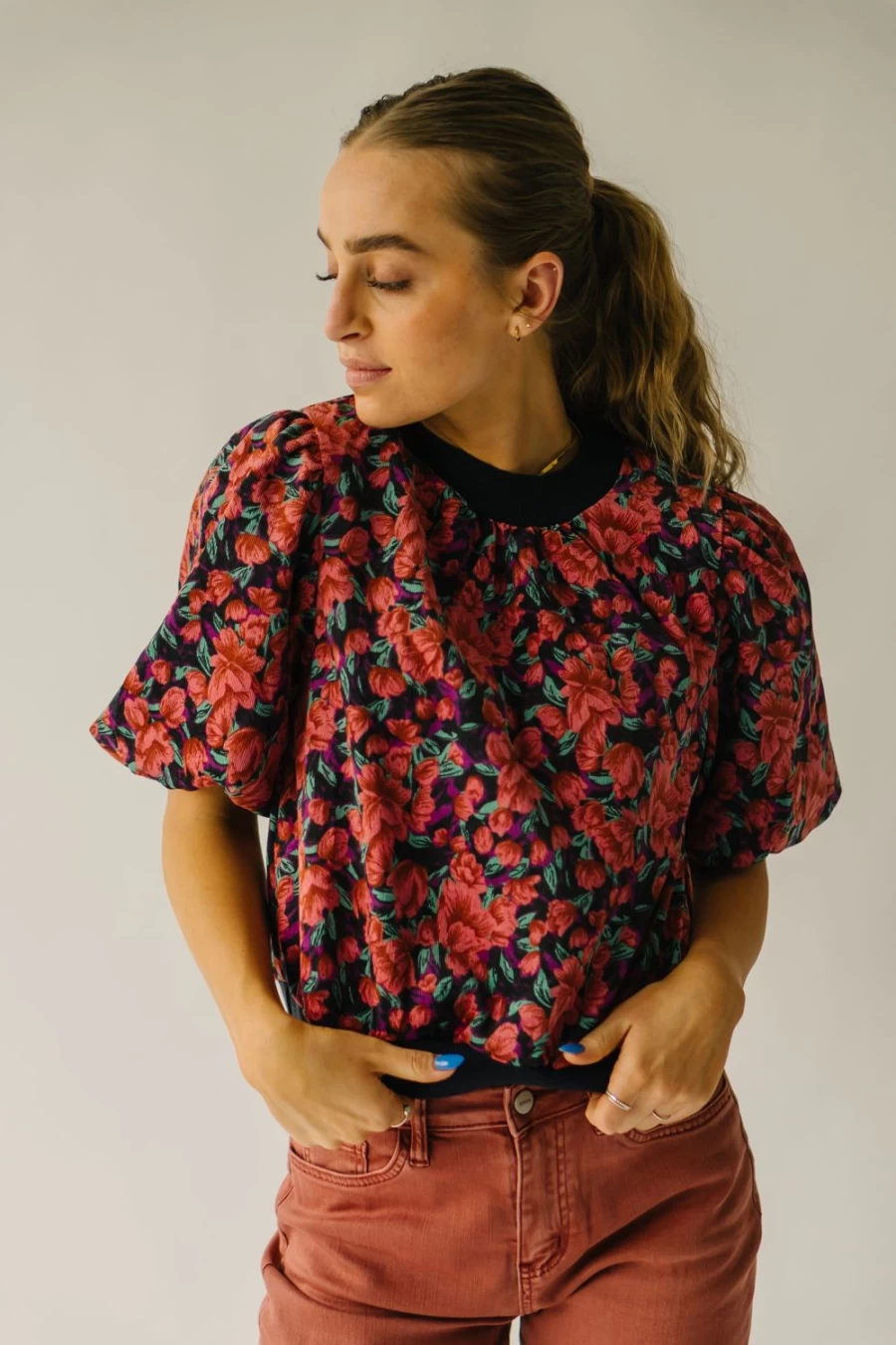 Piper & Scoot Women's Villaron Corduroy Blouse with Multi-Color Pattern
