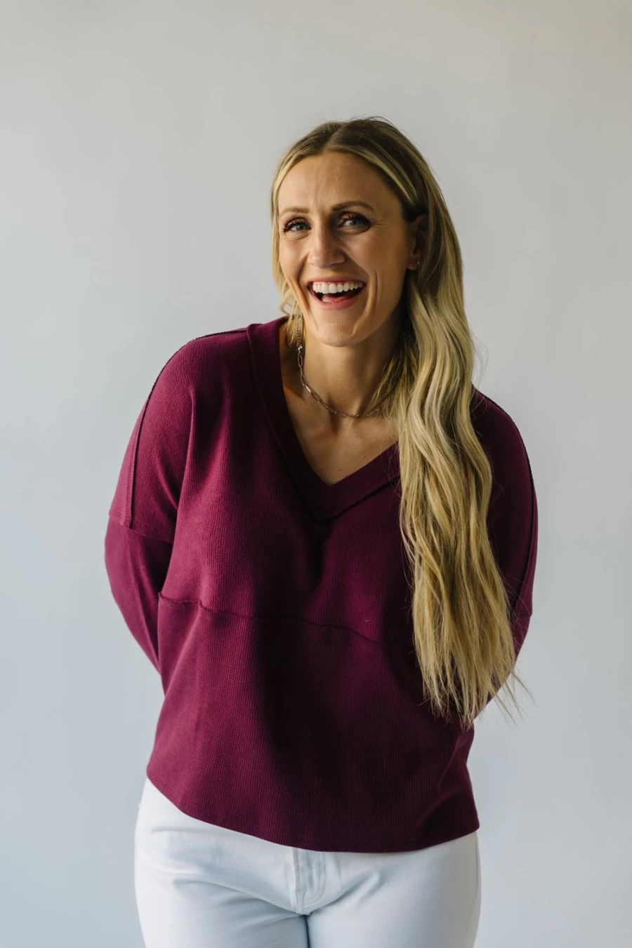 Piper & Scoot Women's Grangeville Thermal Knit Top in Plum - Cozy Winter Pullover