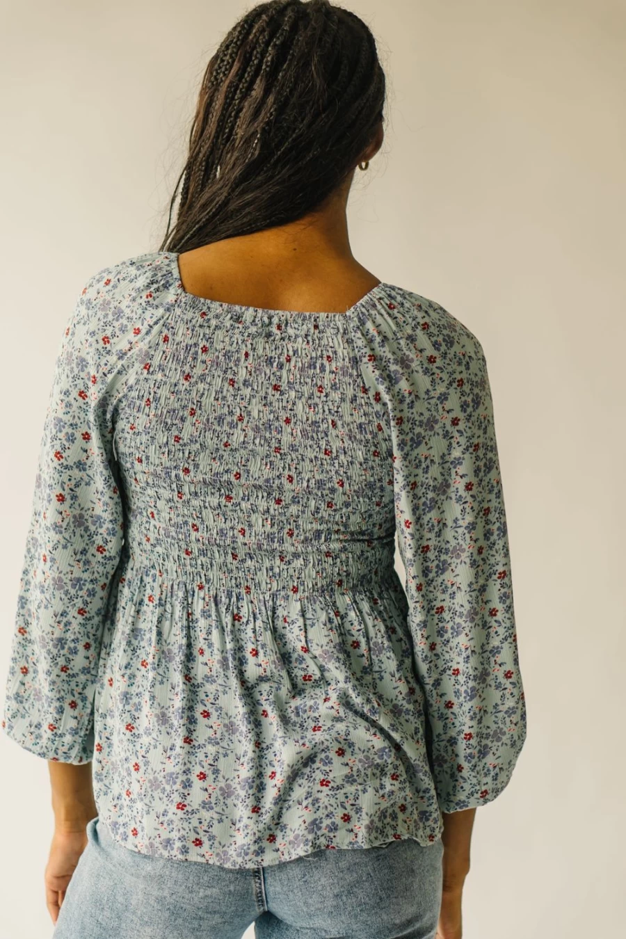 Piper & Scoot Women's Sage Green Floral Chiffon Blouse - Sisson Style Elegant Top