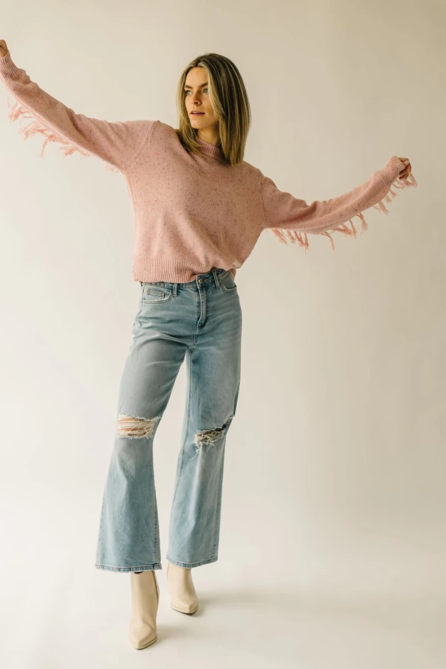 Piper & Scoot Women's Rolleston Knit Sweater in Dusty Pink - Soft Casual Pullover