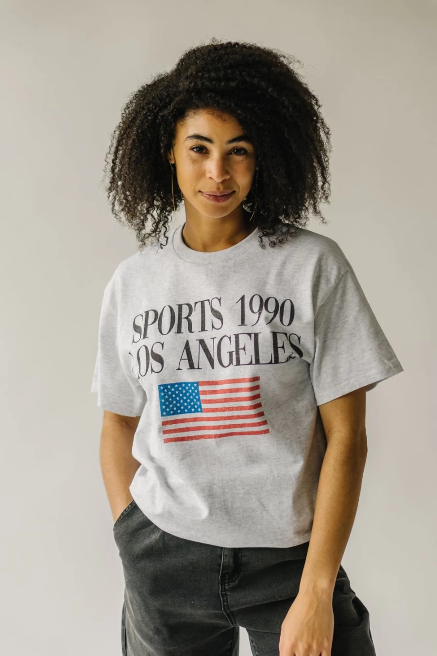 Women's 1990s Retro Sports Graphic Tee - Ash Gray Vintage T-Shirt by Piper & Scoot