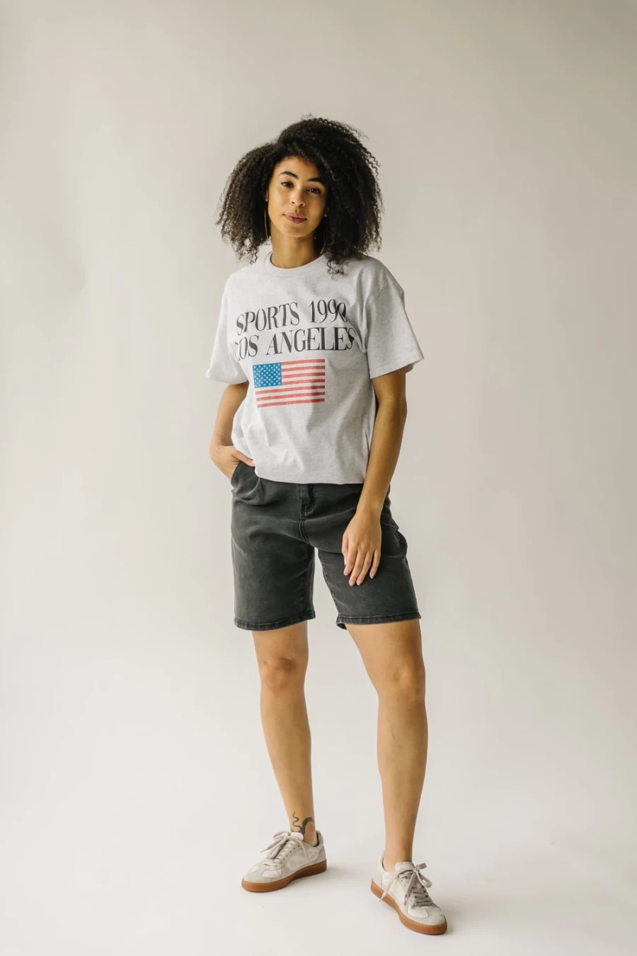 Women's 1990s Retro Sports Graphic Tee - Ash Gray Vintage T-Shirt by Piper & Scoot
