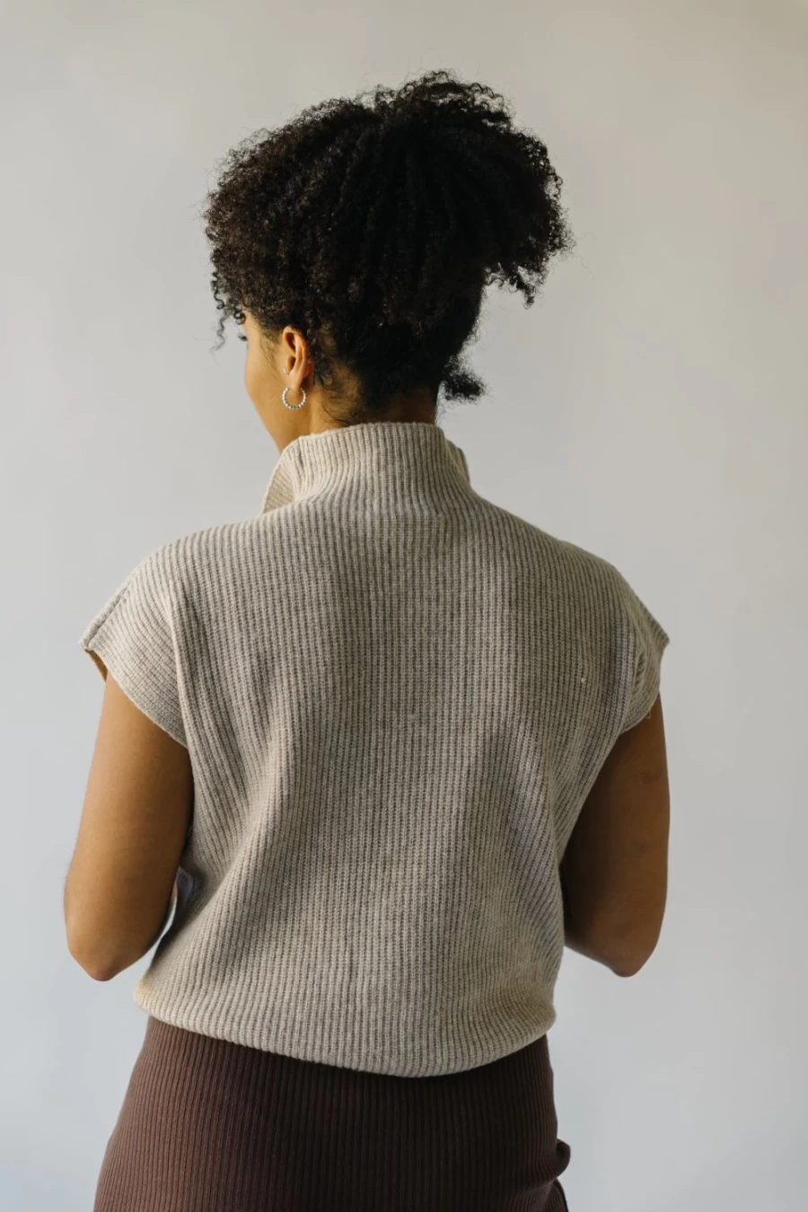 Piper & Scoot Women's Halliday Zip-Up Sweater Vest in Sand - Casual Knit Cardigan