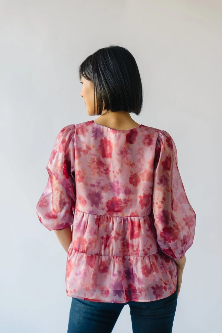 Piper & Scoot Women's Blush Parkman Floral Organza Blouse