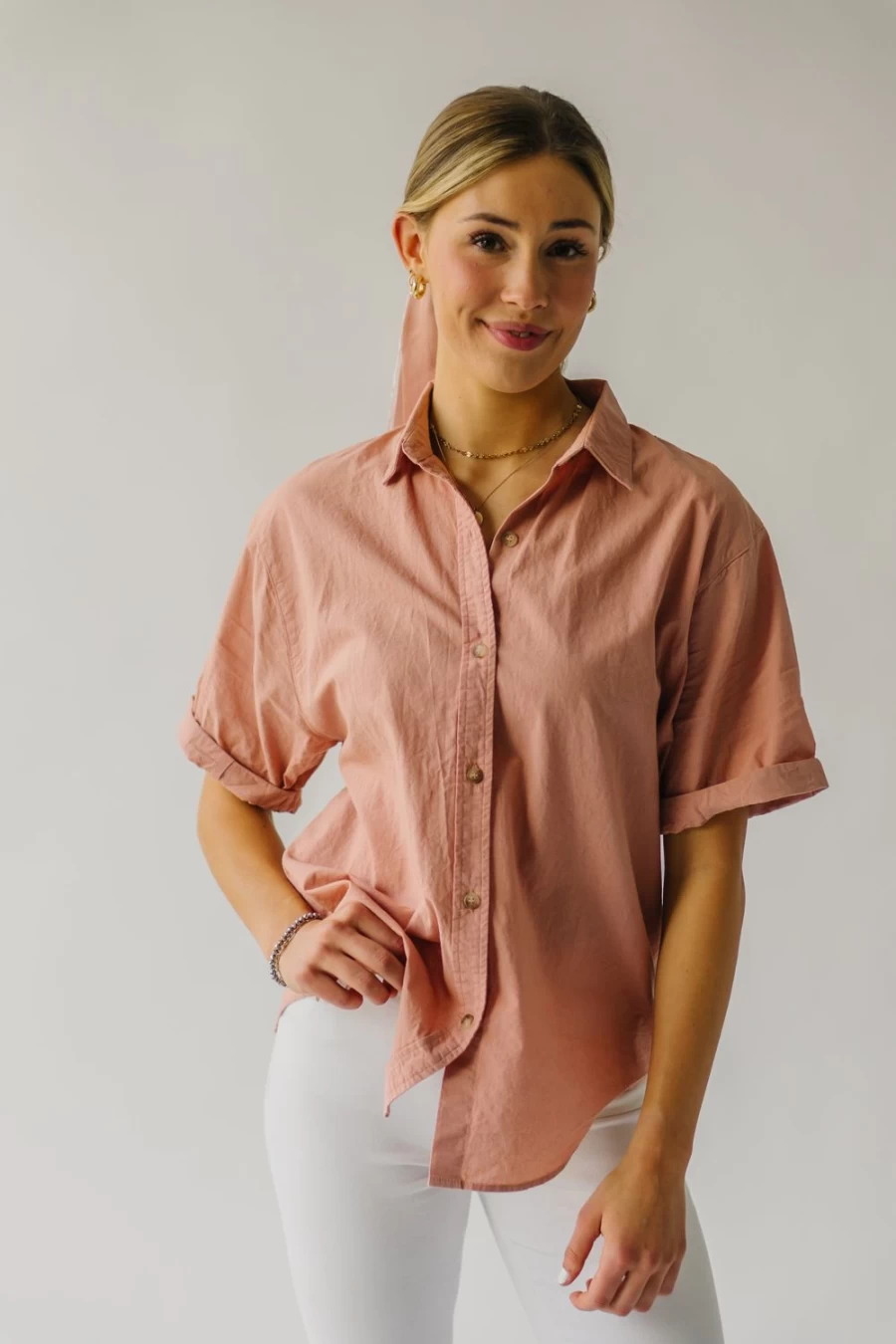 Piper & Scoot Women's Ginger Rosner Cuff Sleeved Button-Up Blouse