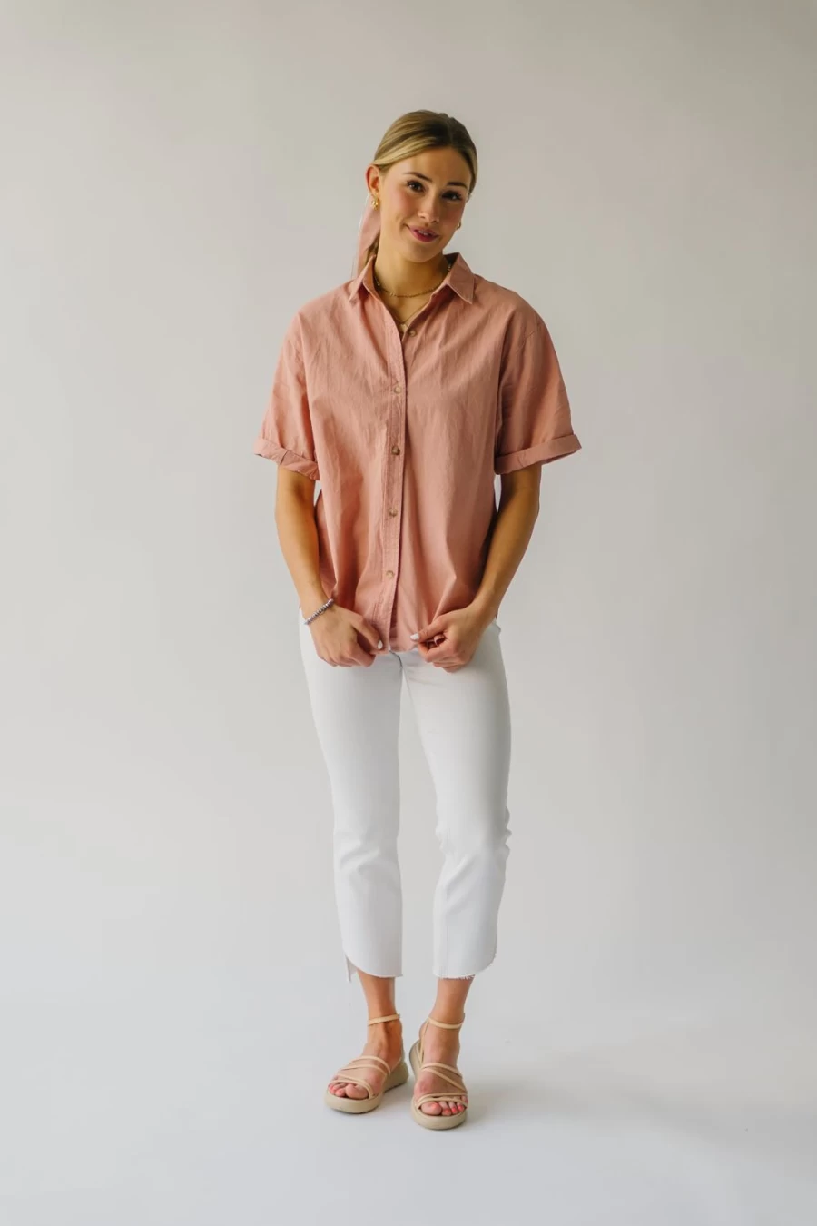 Piper & Scoot Women's Ginger Rosner Cuff Sleeved Button-Up Blouse