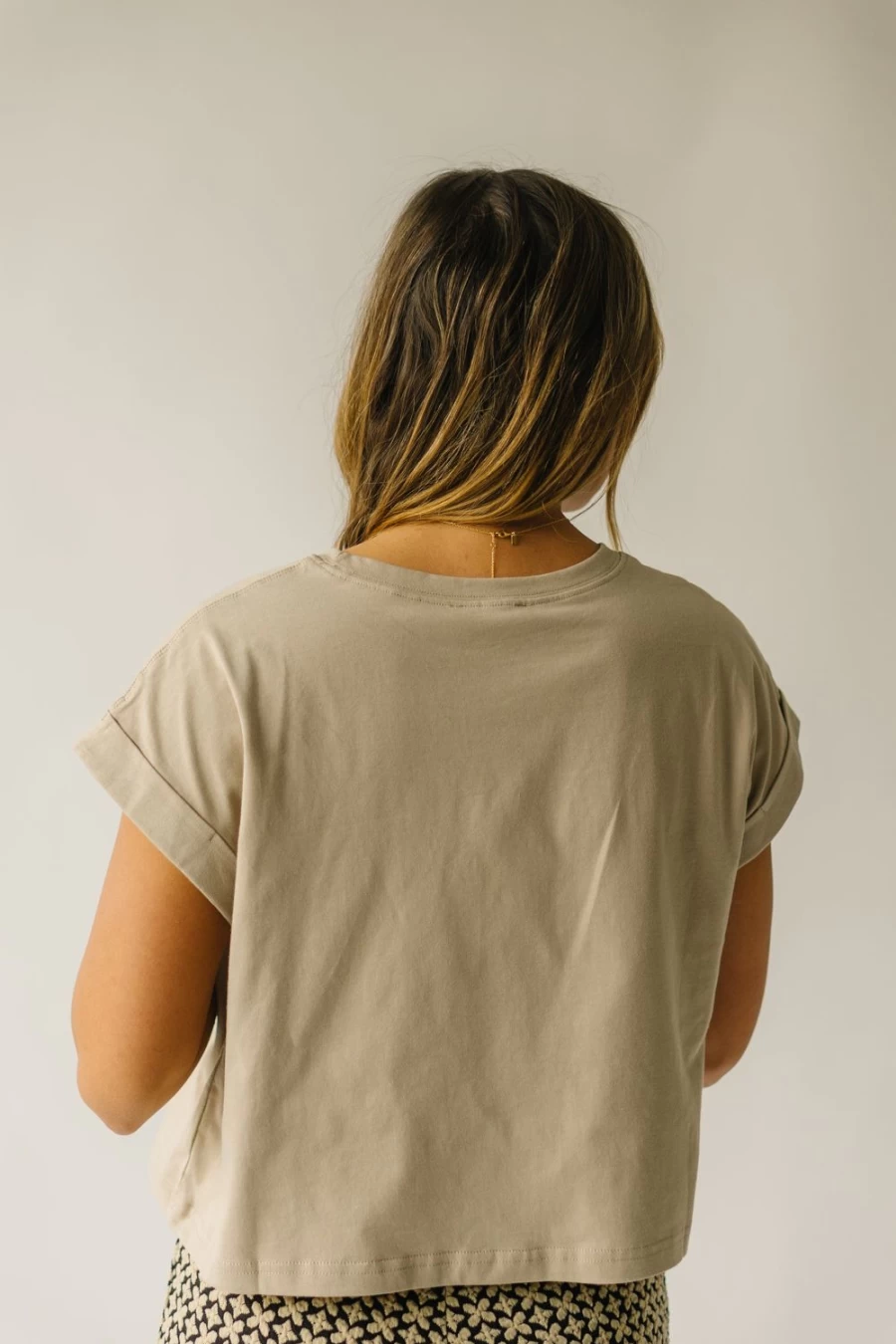 Piper & Scoot Women's Tan Cuffed Sleeve T-Shirt | The Fellars Tee