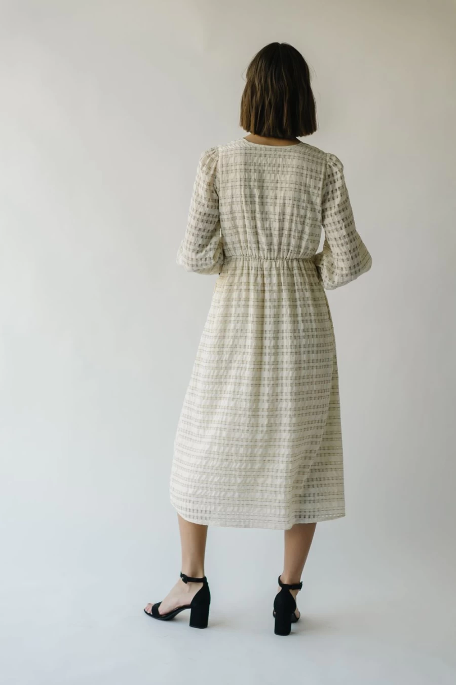 Piper & Scoot Women's Cream Namari Tie Detail Midi Dress - Elegant Feminine Style