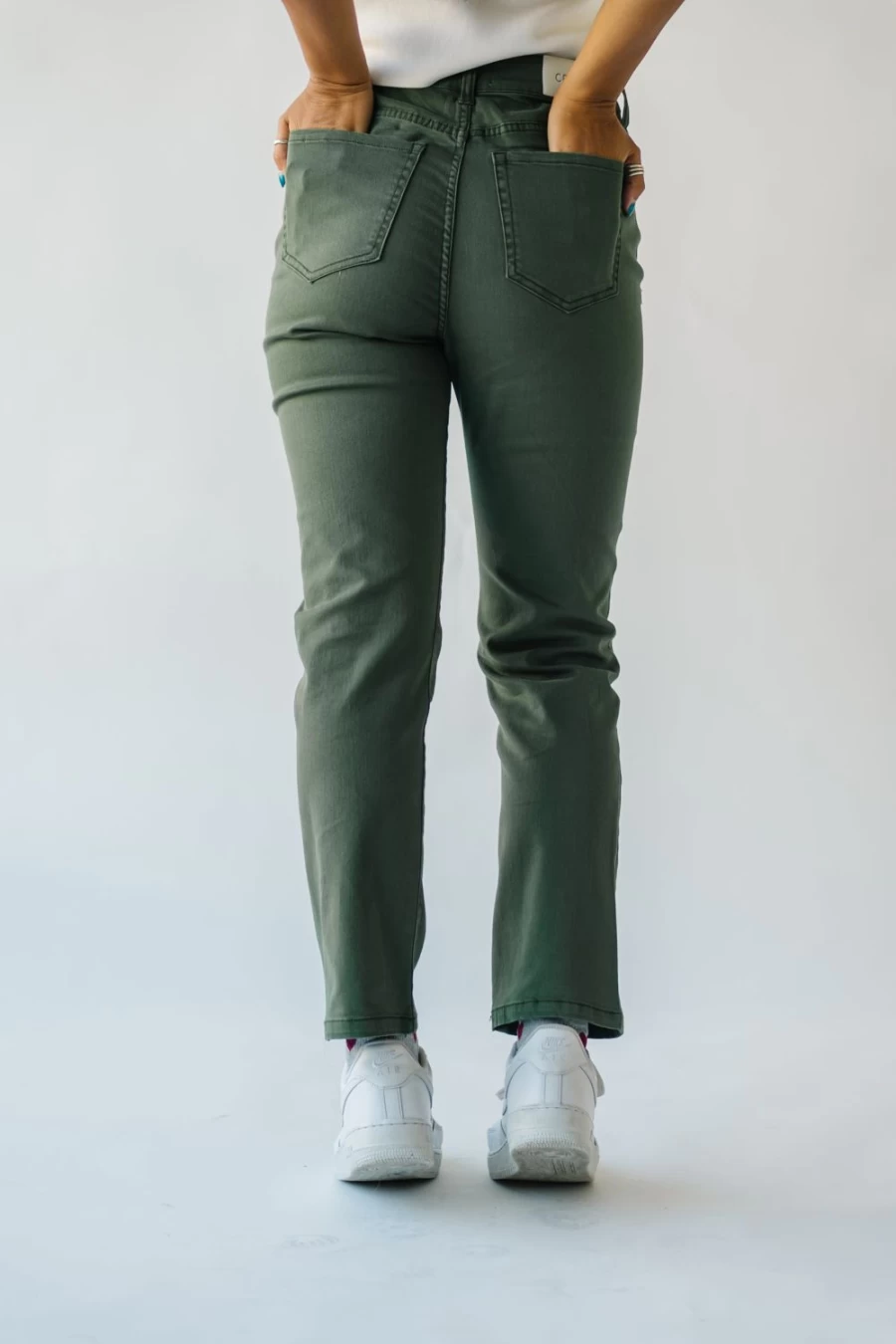 Piper & Scoot Women's Olive High Rise Straight Leg Jean - Roberta Denim Pants