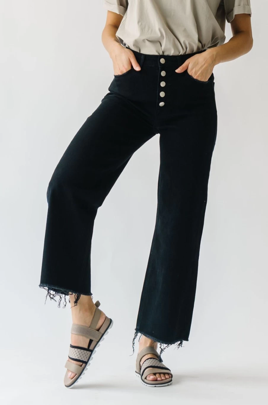 Piper & Scoot Women's Dianne High Rise Distressed Black Jeans (Preorder - Ships in 1 Week)